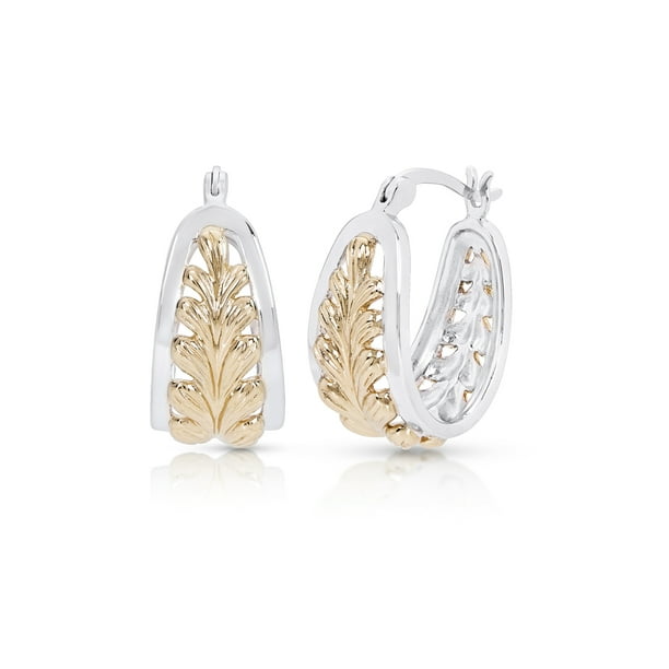 Silverly 14 K Gold-Plated .925 Sterling Silver Satin Finish Stud 2 Tone Half Heart Earrings Silverly 14 K Gold-Plated .925 Sterling Silver Satin Finish Stud 2 Tone Half Heart Earrings